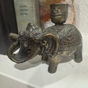 Vintage‎ Solid Brass Elephant Candle Incense Holder